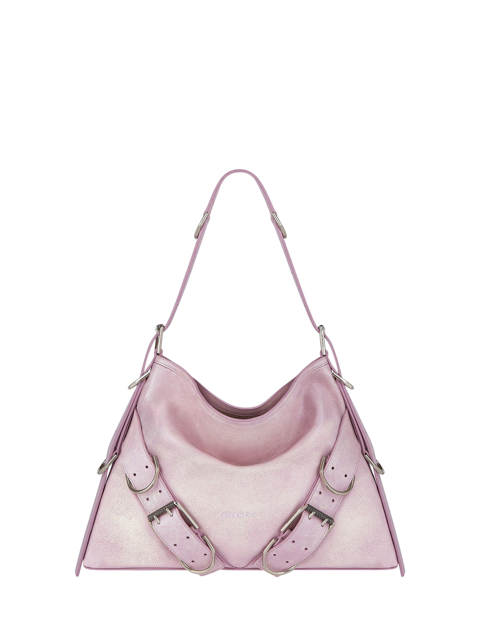 Voyou Medium Boyfriend Bag, distressed leather - Old Pink