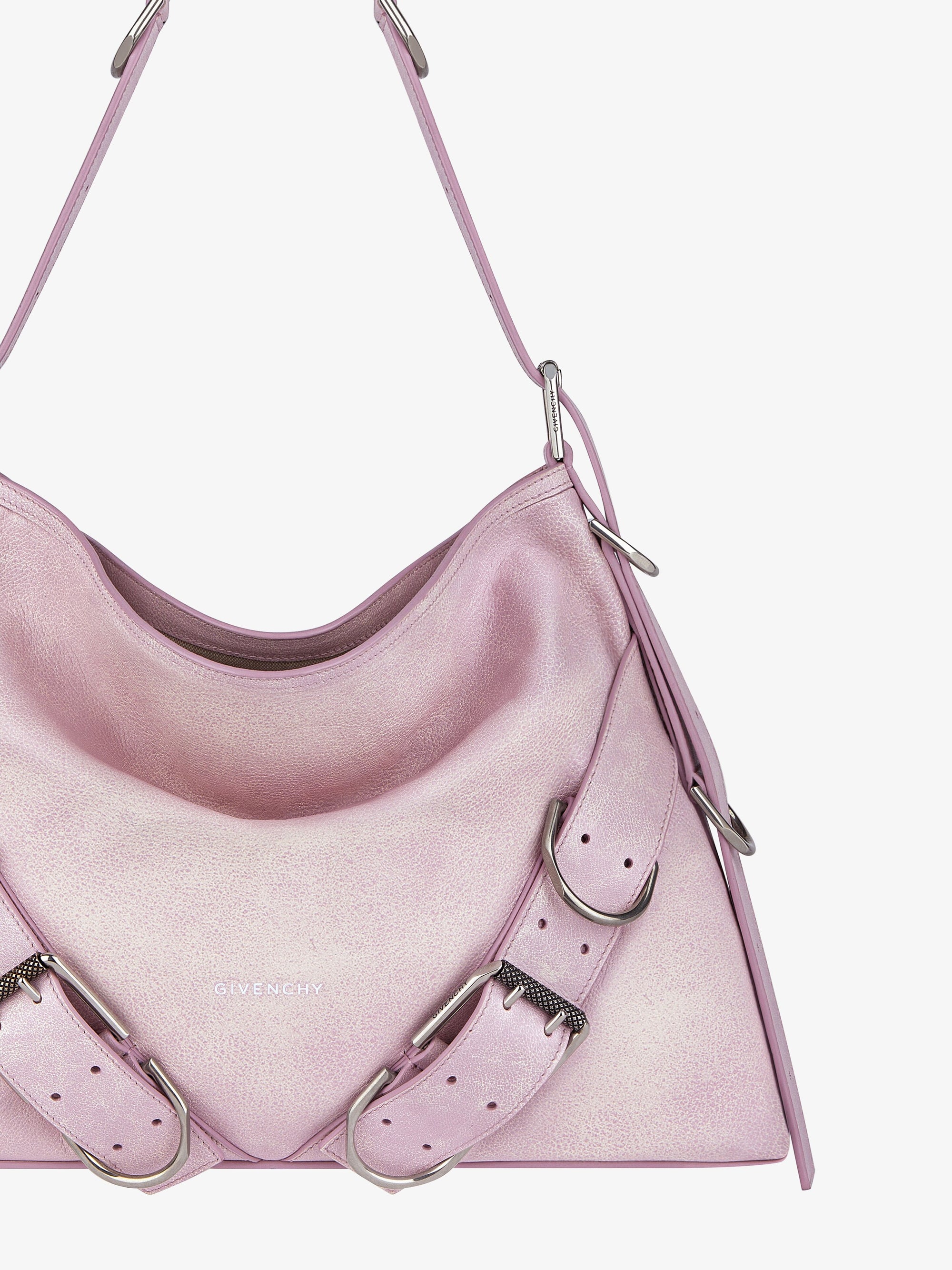 Voyou Medium Boyfriend Bag, distressed leather - Old Pink