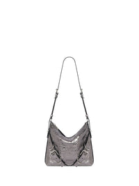 Sac Voyou crossbody en cuir laminé - Silvery Grey