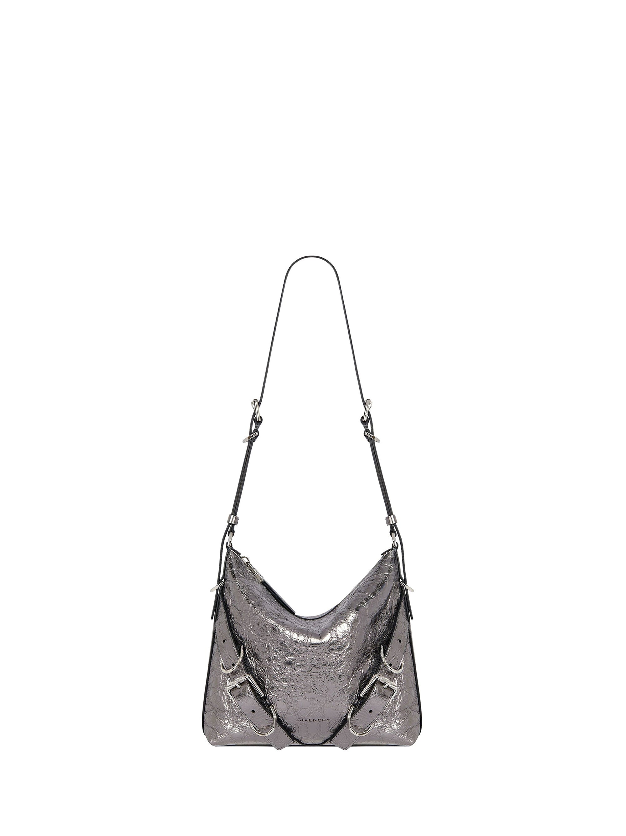 Sac Voyou crossbody en cuir laminé - Silvery Grey