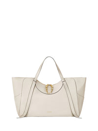 Sac Snatch grand à chaîne zippé en cuir - Cream