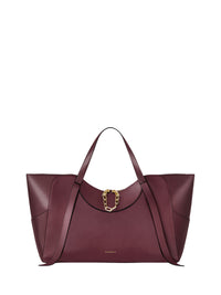 Sac Snatch grand à chaîne zippé en cuir - Aubergine