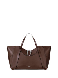 Sac Snatch grand à chaîne zippé en cuir - Dark Brown