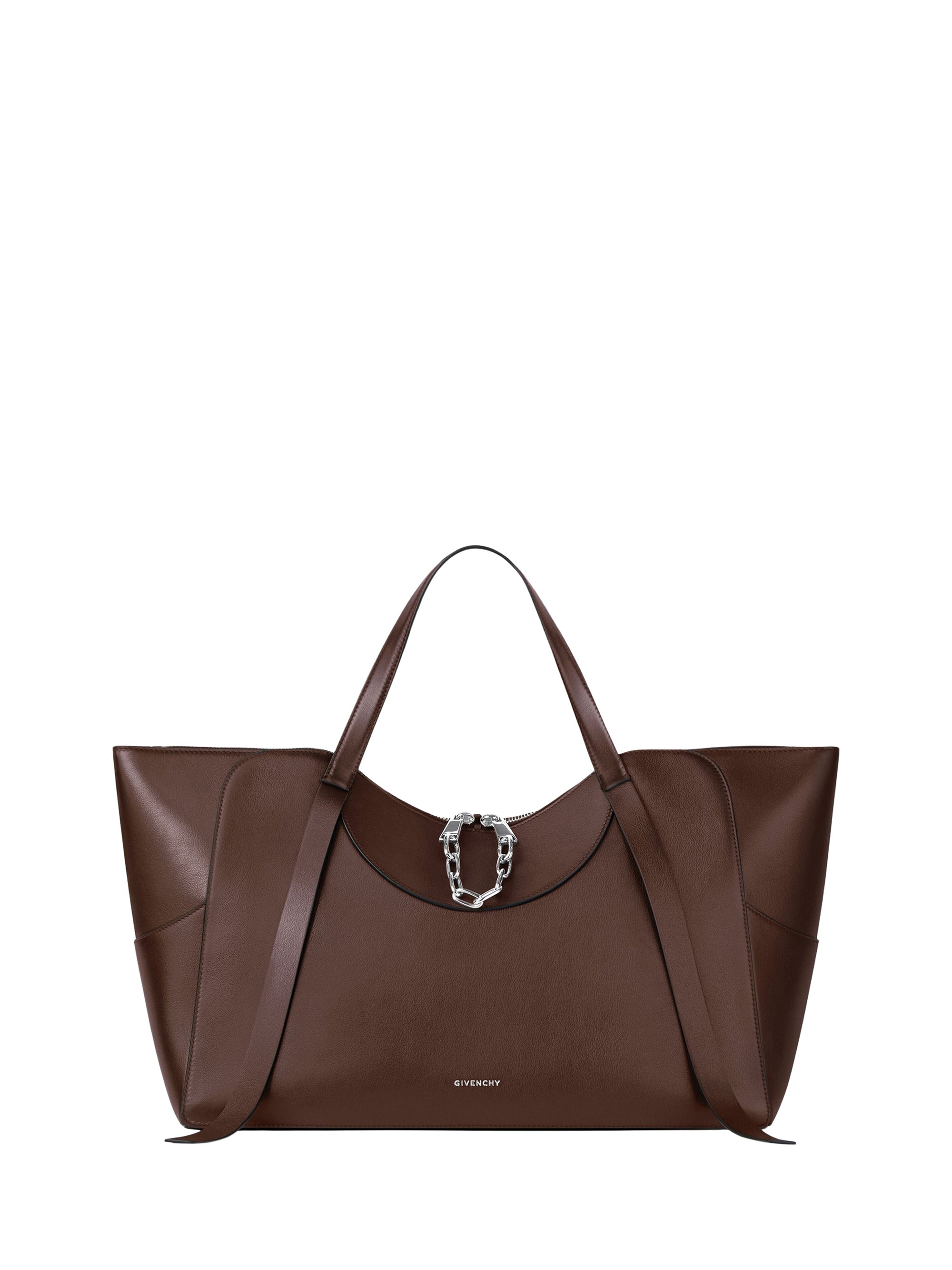 Sac Snatch grand à chaîne zippé en cuir - Dark Brown