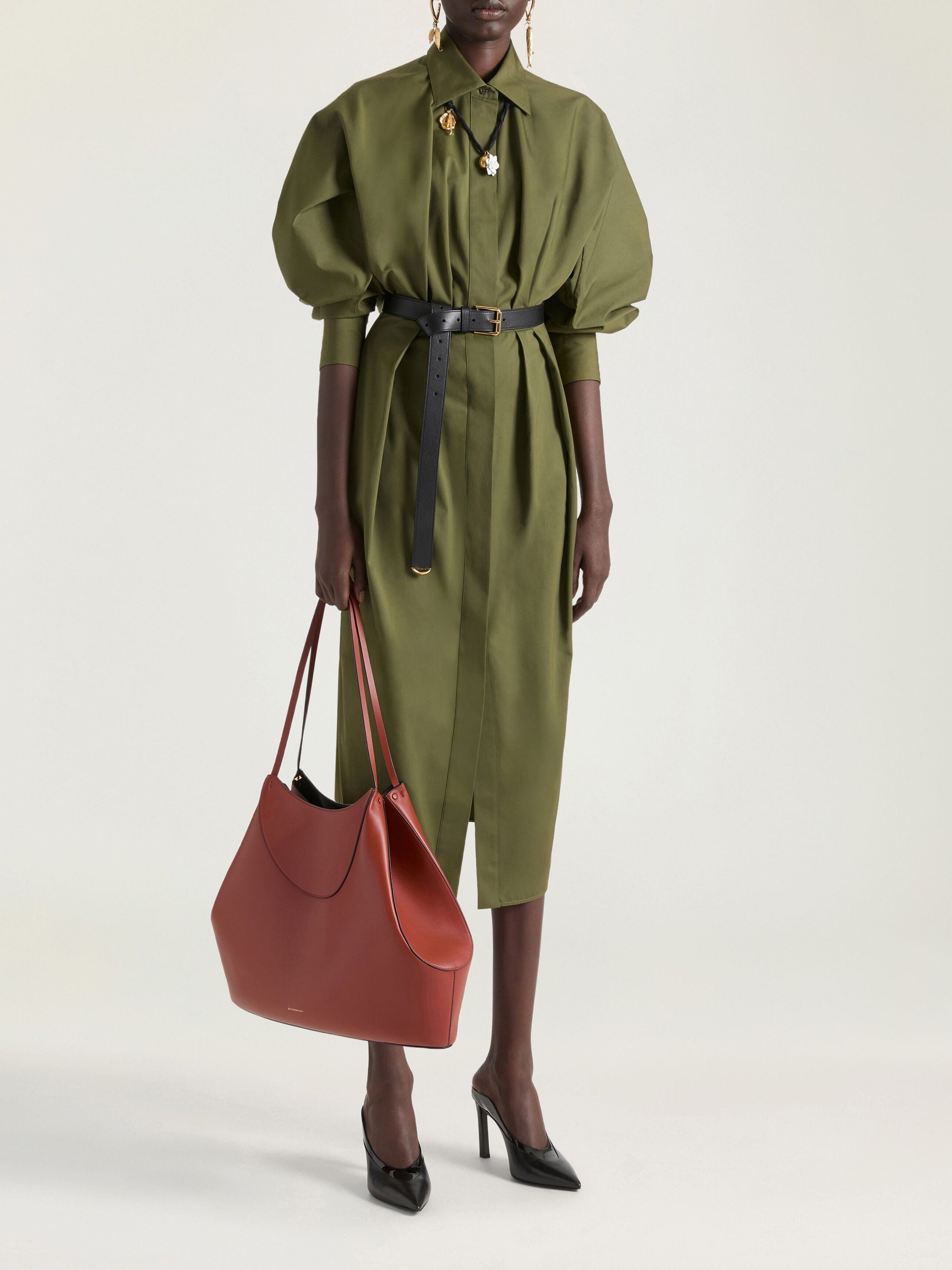 Cabas Facet moyen en cuir - Terracotta