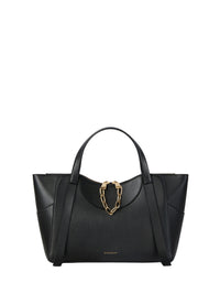 Sac Snatch moyen à chaîne zippé en cuir - Black