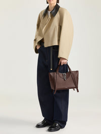 Sac Snatch moyen à chaîne zippé en cuir - Dark Brown