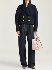 Sac Snatch moyen à chaîne zippé en cuir - Baby Pink
