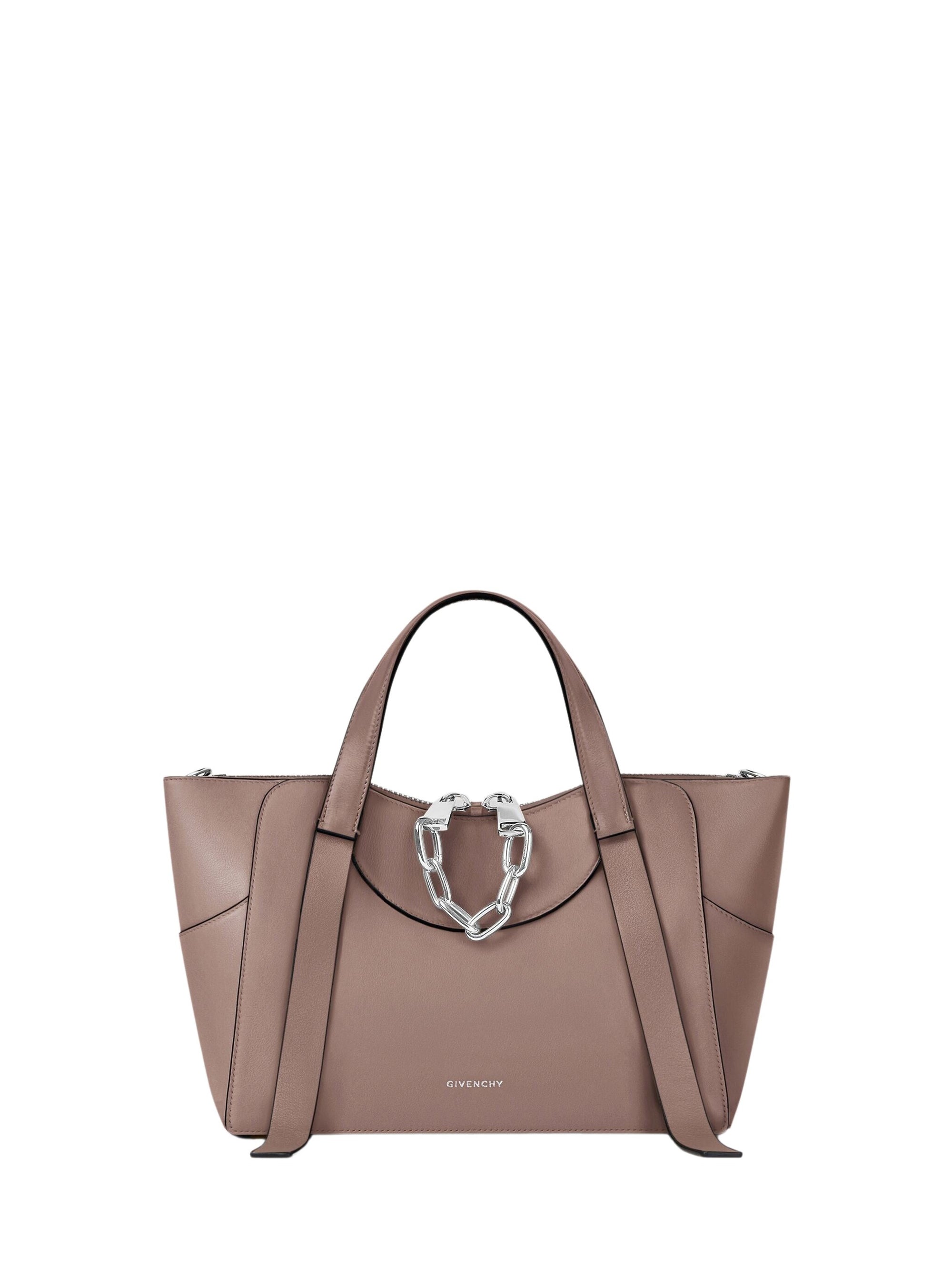 Sac Snatch petit à chaîne zippé en cuir - Taupe