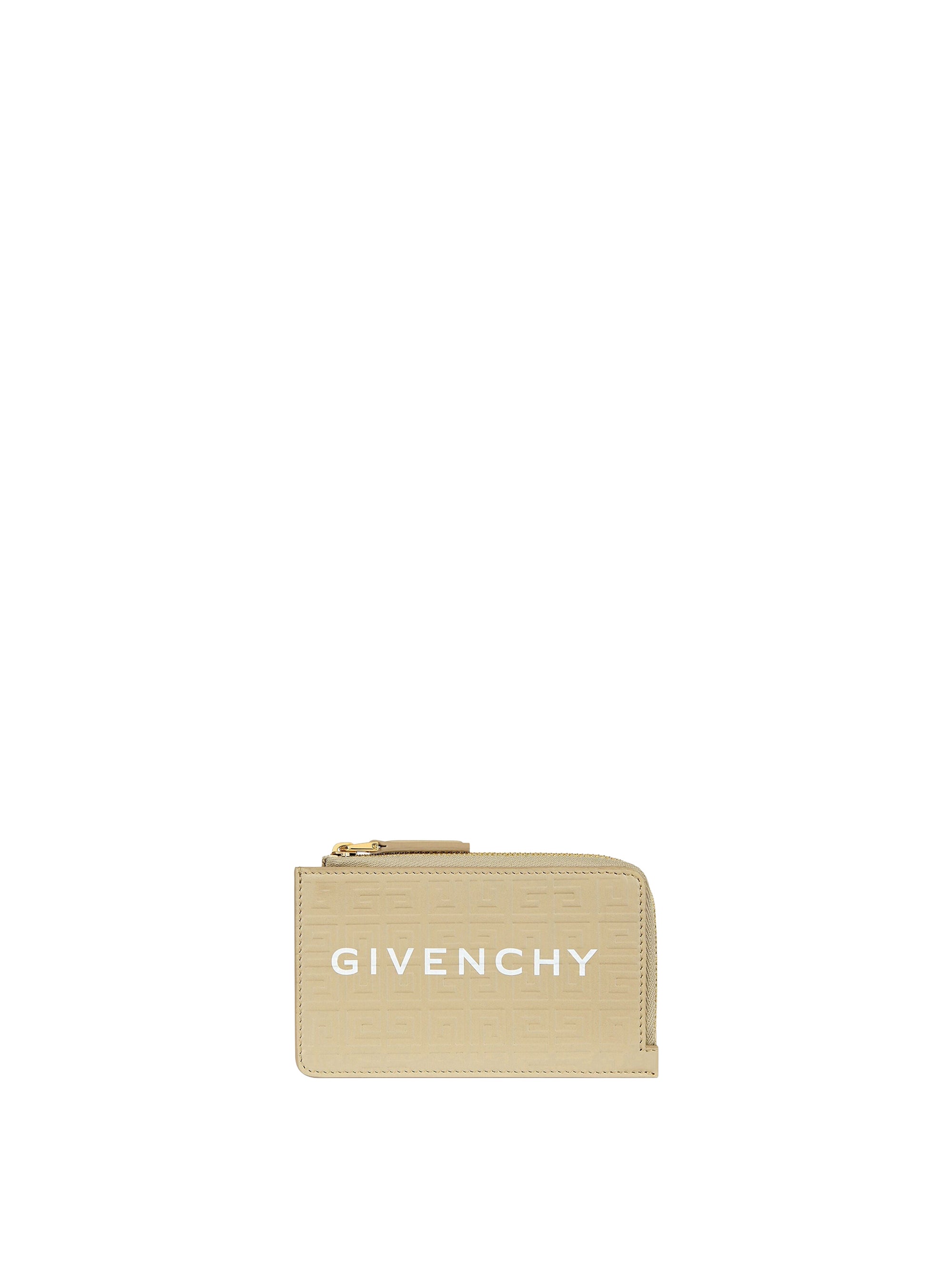 Porte-cartes G-cut zippé en cuir - Natural Beige