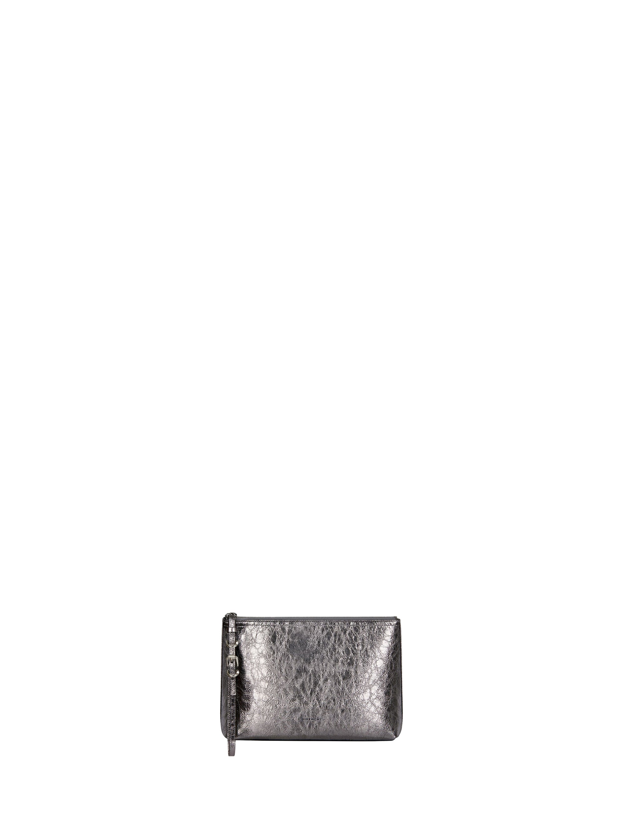 Pochette Voyou en cuir laminé - Gris Argente