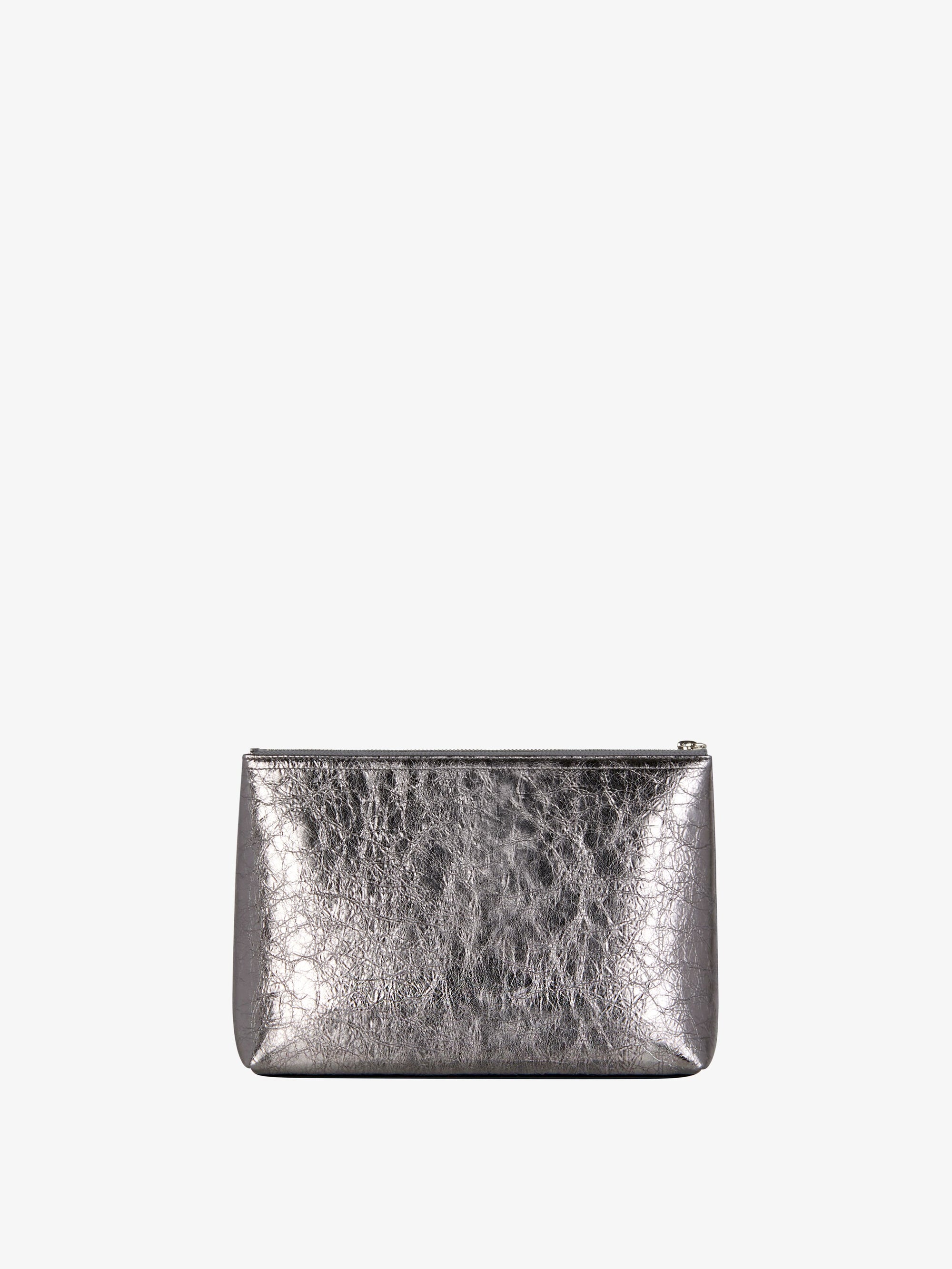 Pochette Voyou en cuir laminé - Gris Argente