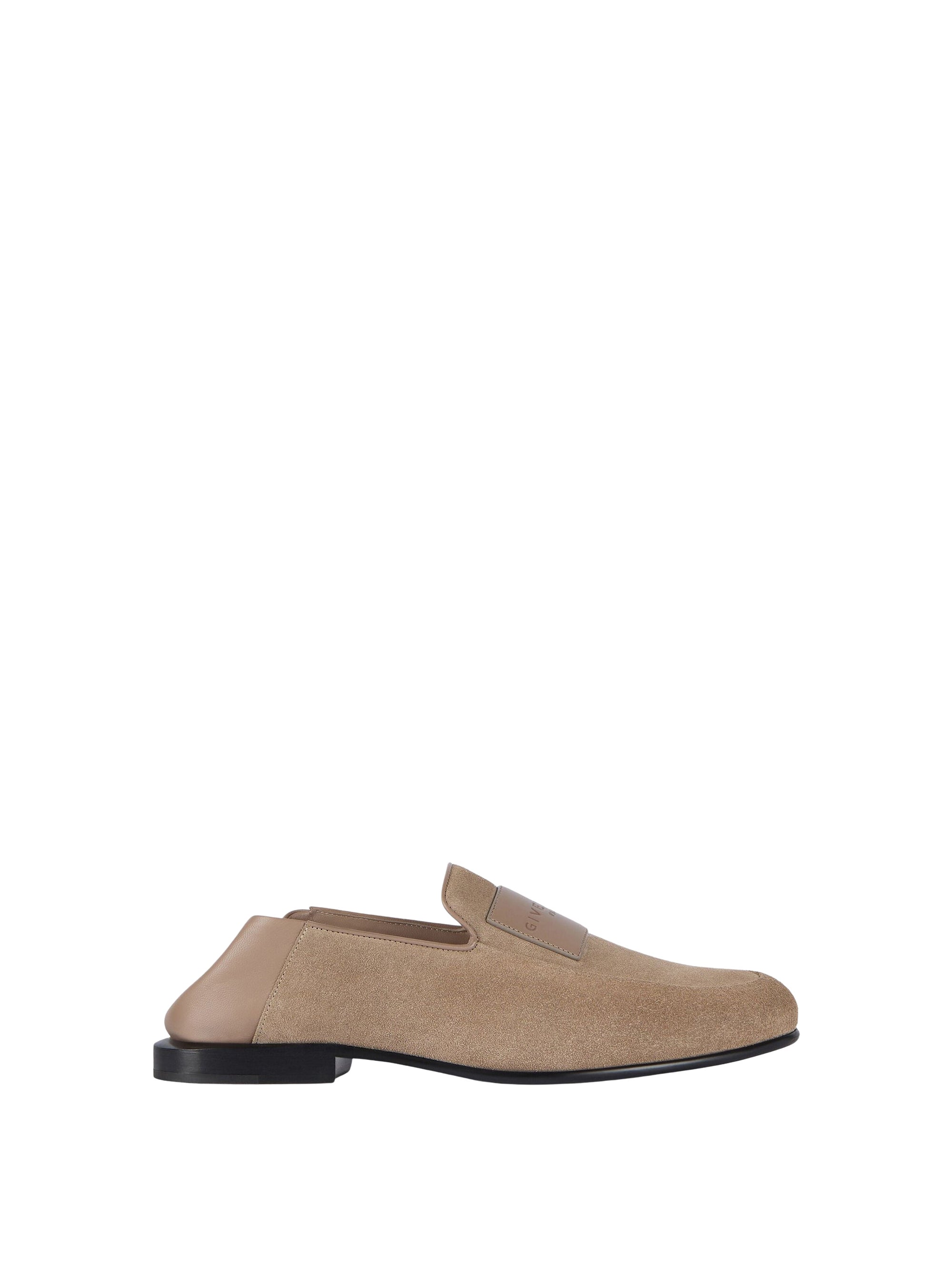 Label leather loafers - Beige
