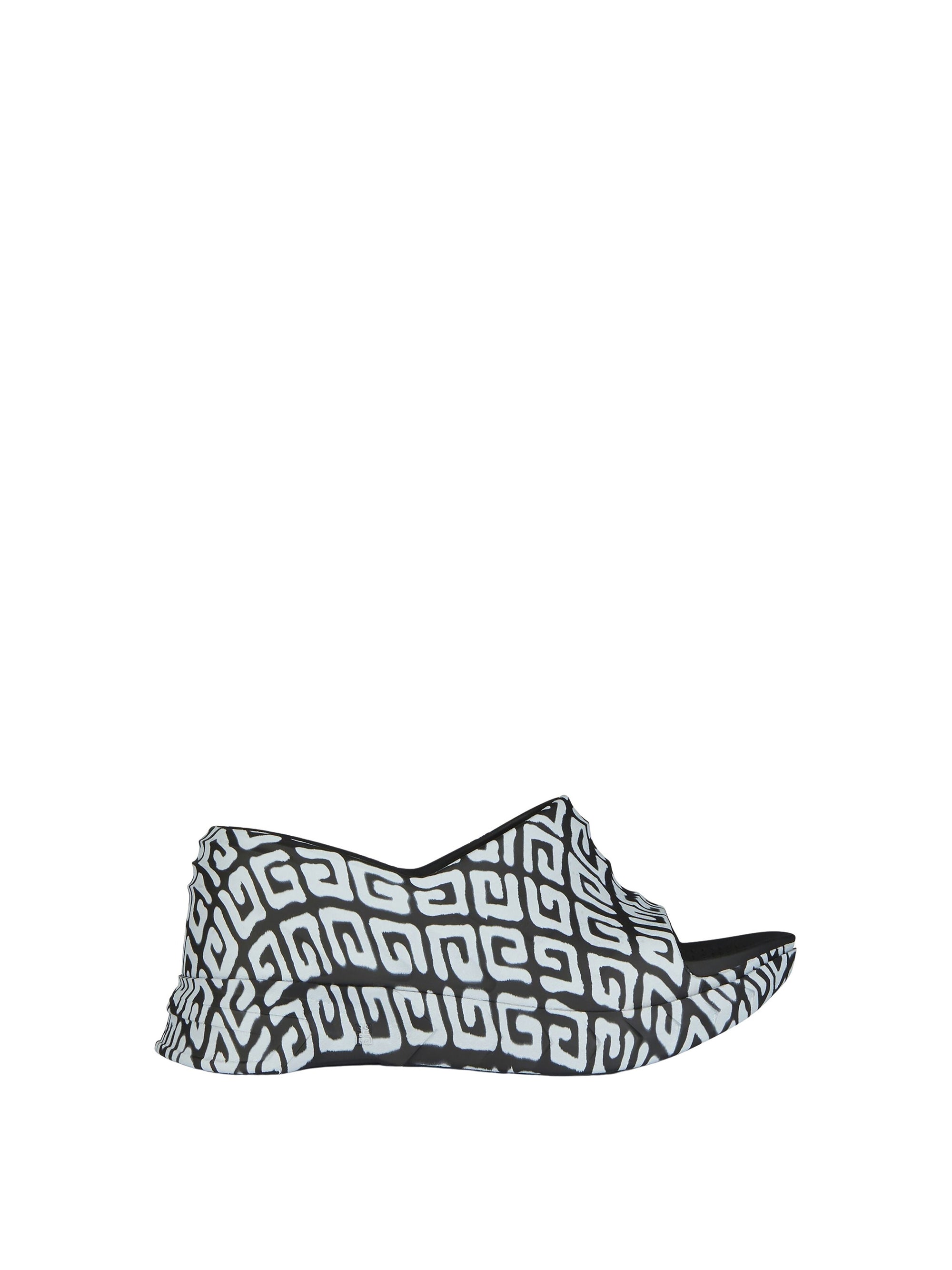 Mules compensées 110 avec imprimé effet tag - Noir & Blanc