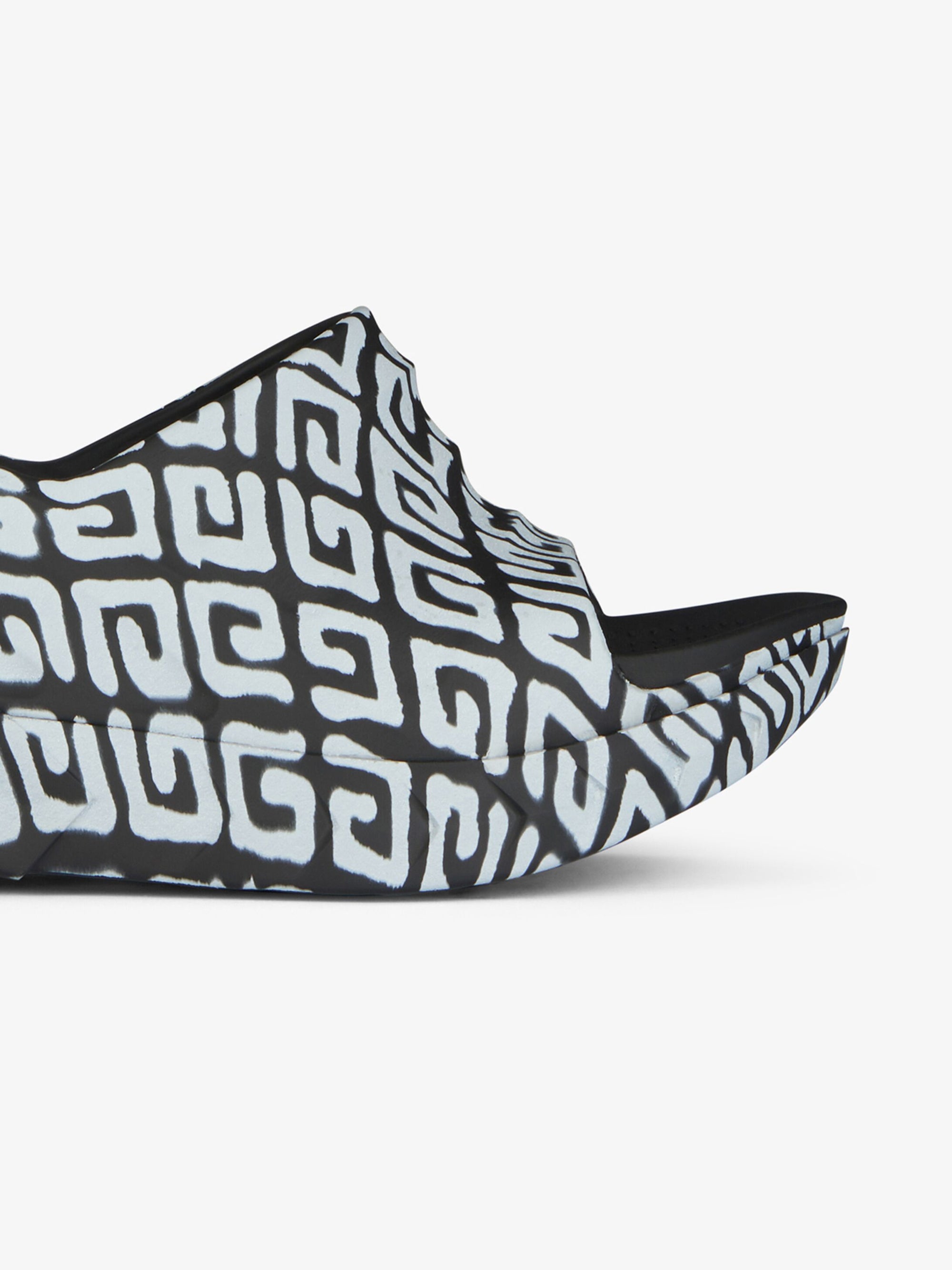Mules compensées 110 avec imprimé effet tag - Noir & Blanc