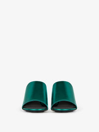 Mules G Cube 70 en cuir laminé - Emerald Green