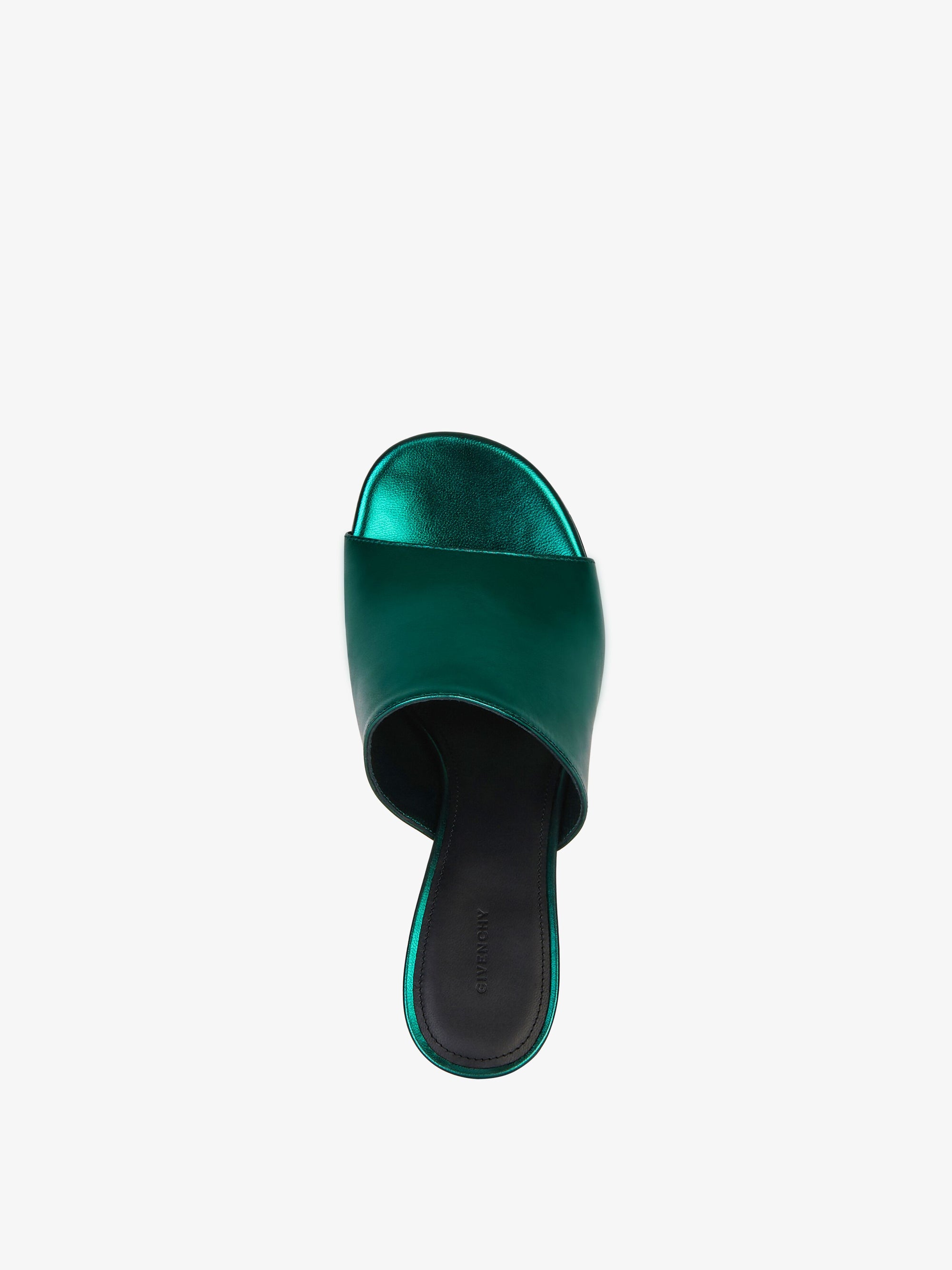 Mules G Cube 70 en cuir laminé - Emerald Green