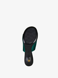 Mules G Cube 70 en cuir laminé - Emerald Green