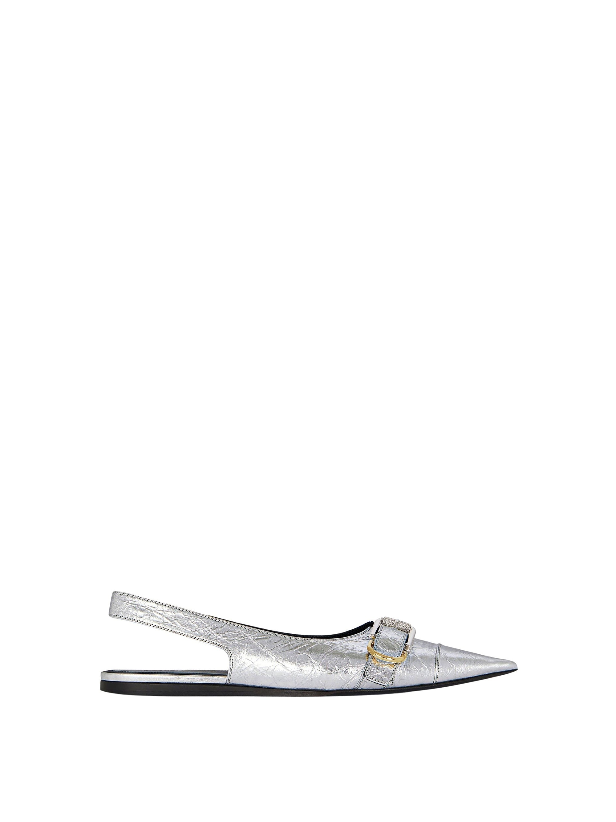 Ballerines slingbacks Voyou en cuir laminé - Silvery