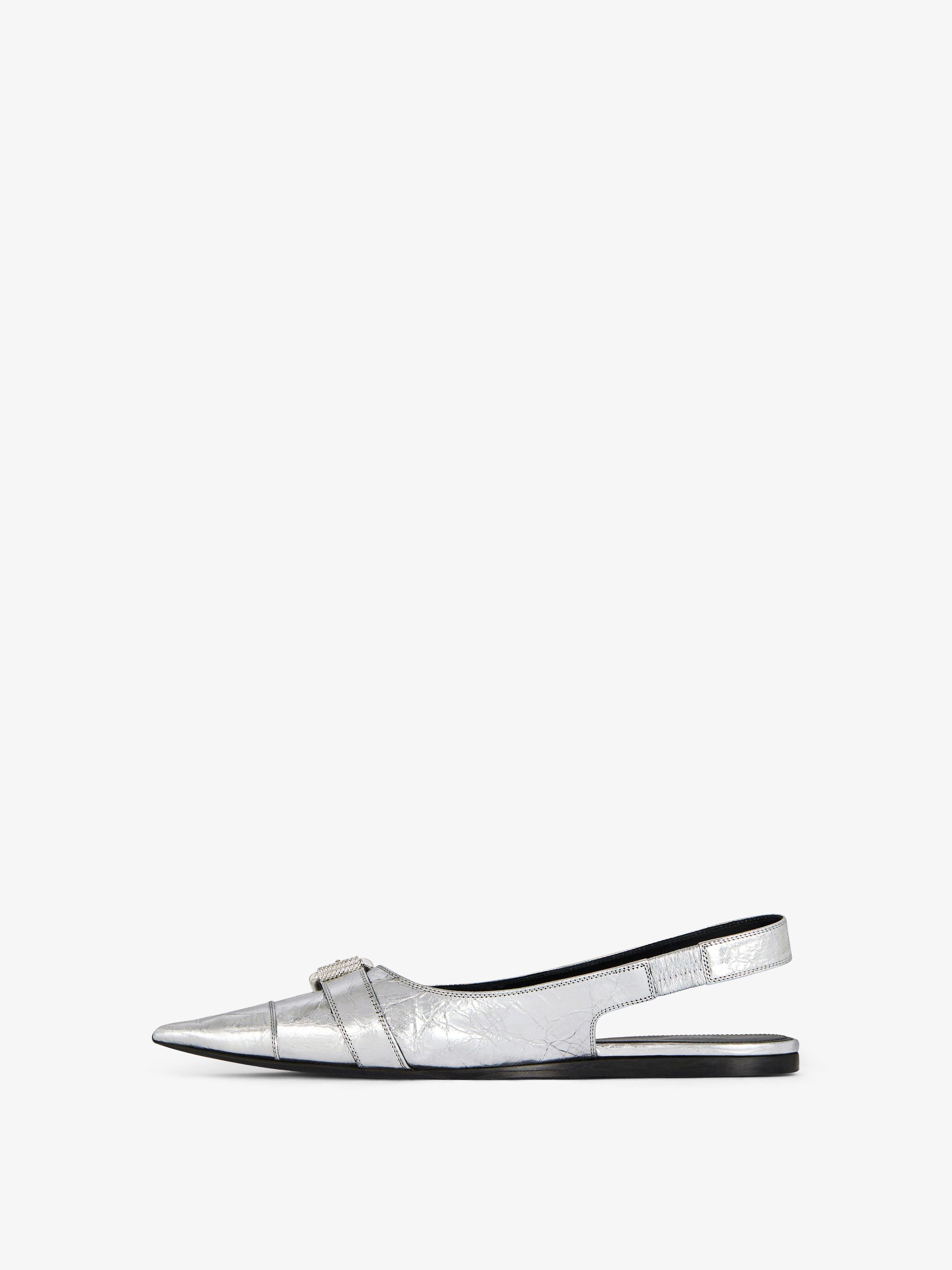 Ballerines slingbacks Voyou en cuir laminé - Silvery