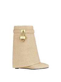 Bottines Shark Lock 90 en cuir - Beige