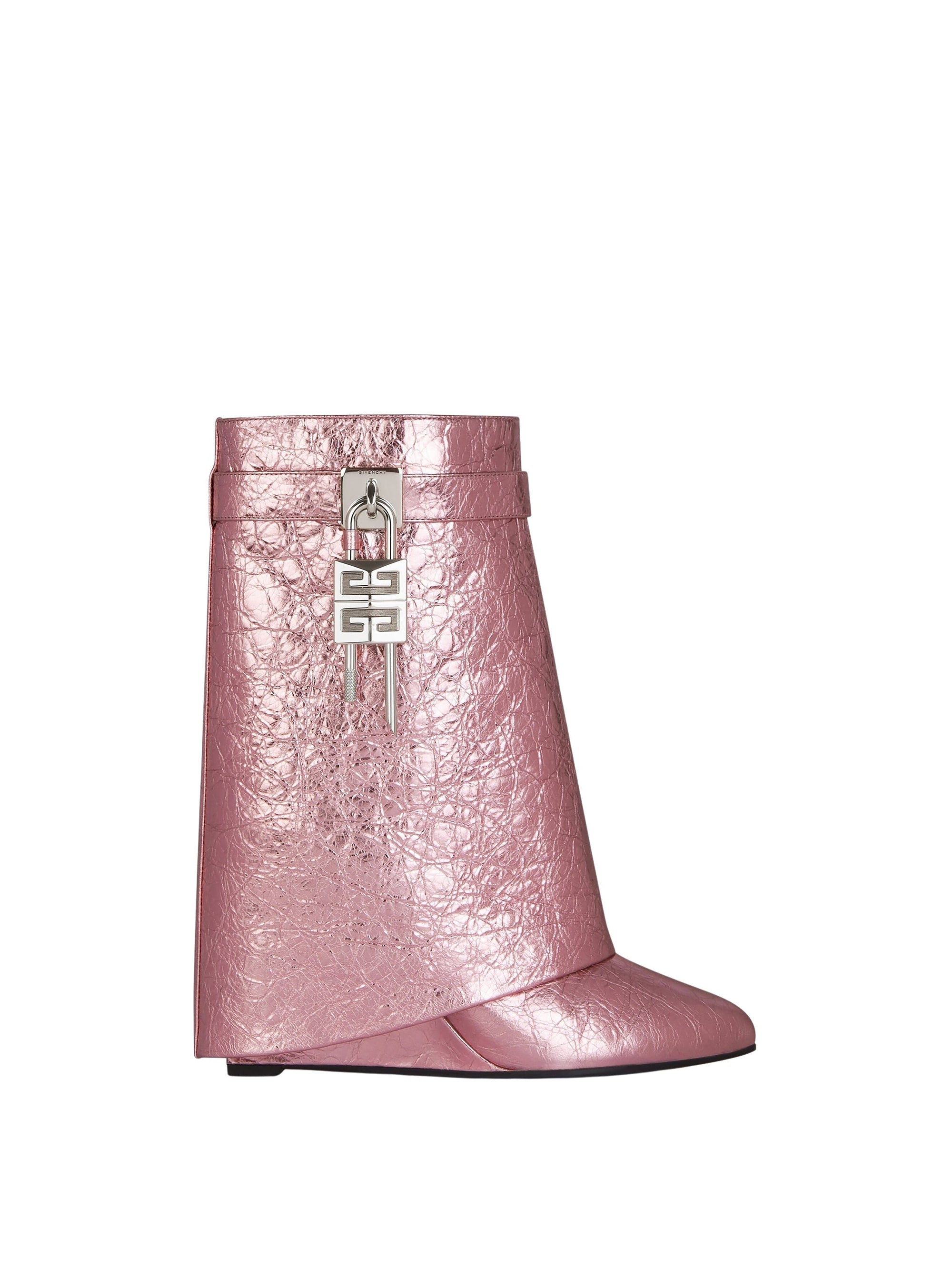 Bottines Shark Lock 90 en cuir - Rose Soie