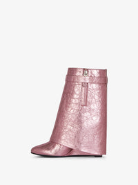 Bottines Shark Lock 90 en cuir - Rose Soie