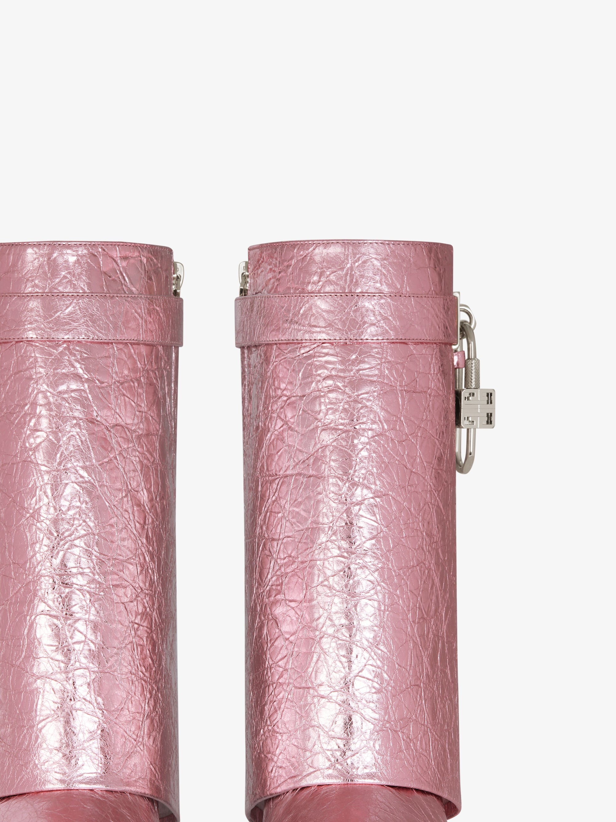 Bottines Shark Lock 90 en cuir - Rose Soie