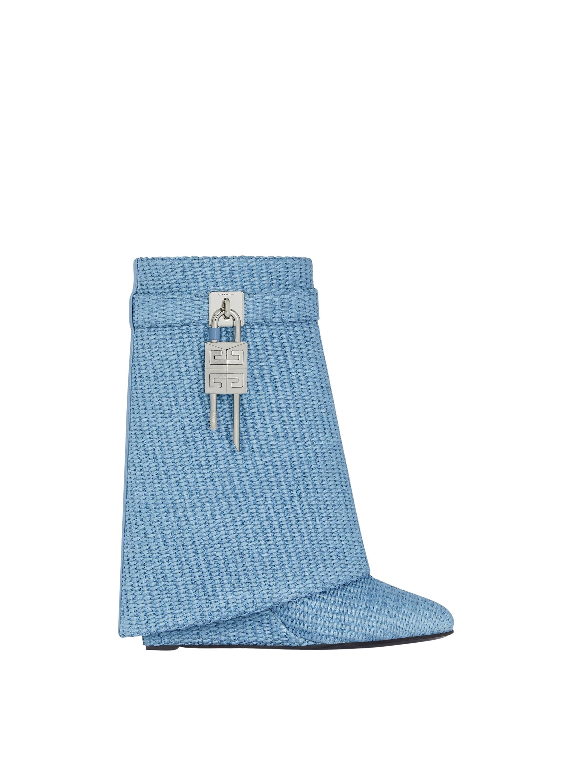 Bottines Shark Lock 90 en raphia - Denim Blue