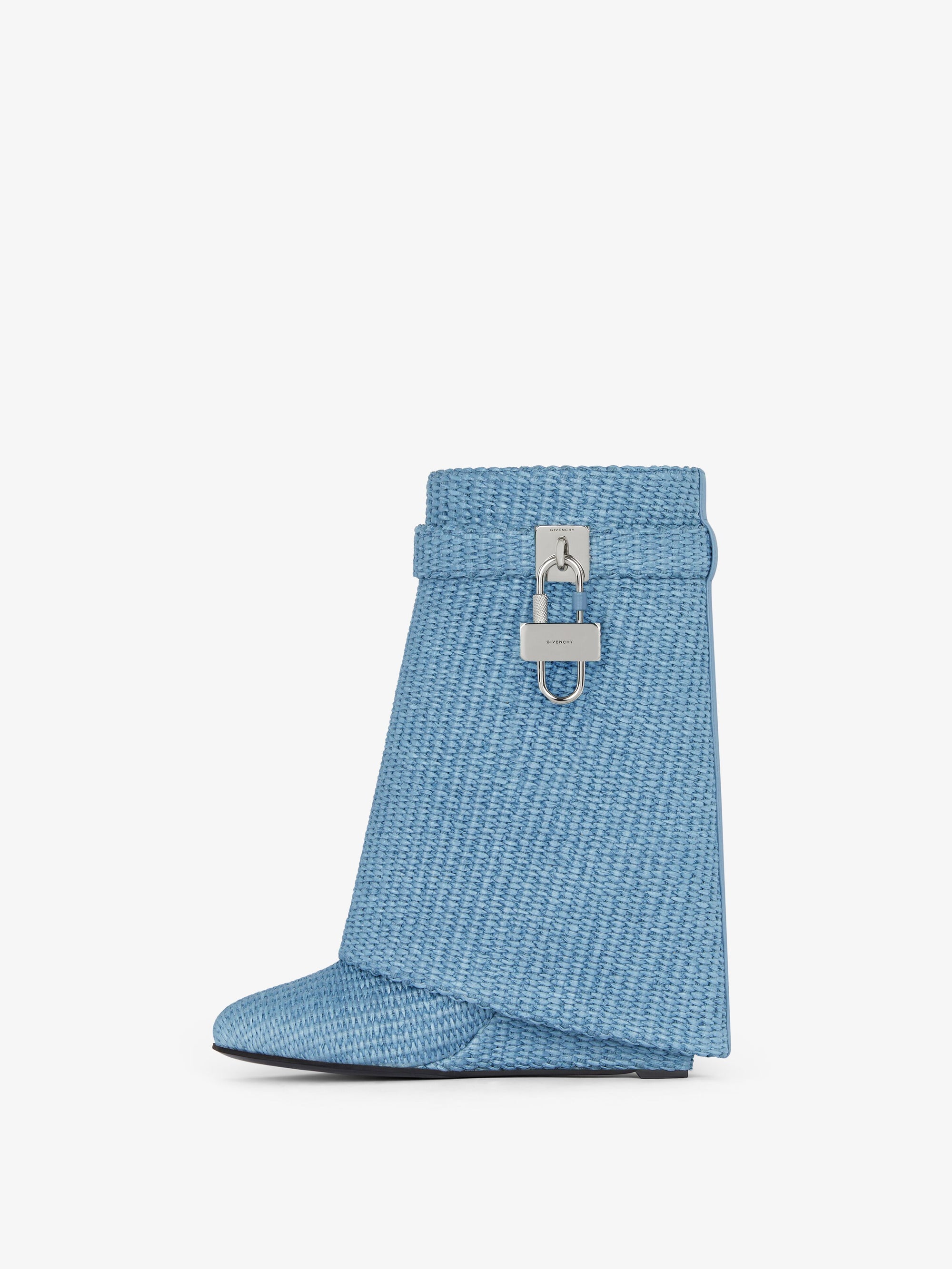Bottines Shark Lock 90 en raphia - Denim Blue