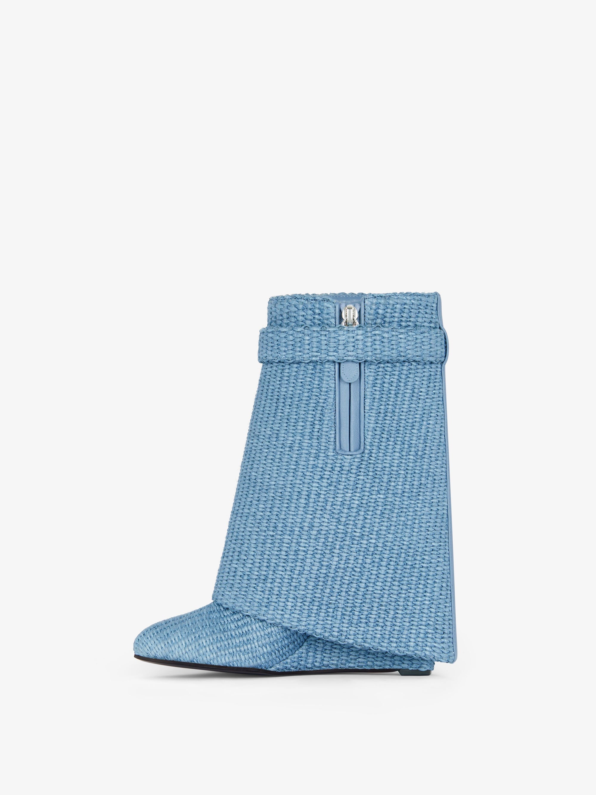 Bottines Shark Lock 90 en raphia - Denim Blue