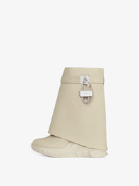 Bottines Shark Lock Biker 85 en cuir grainé - Beige