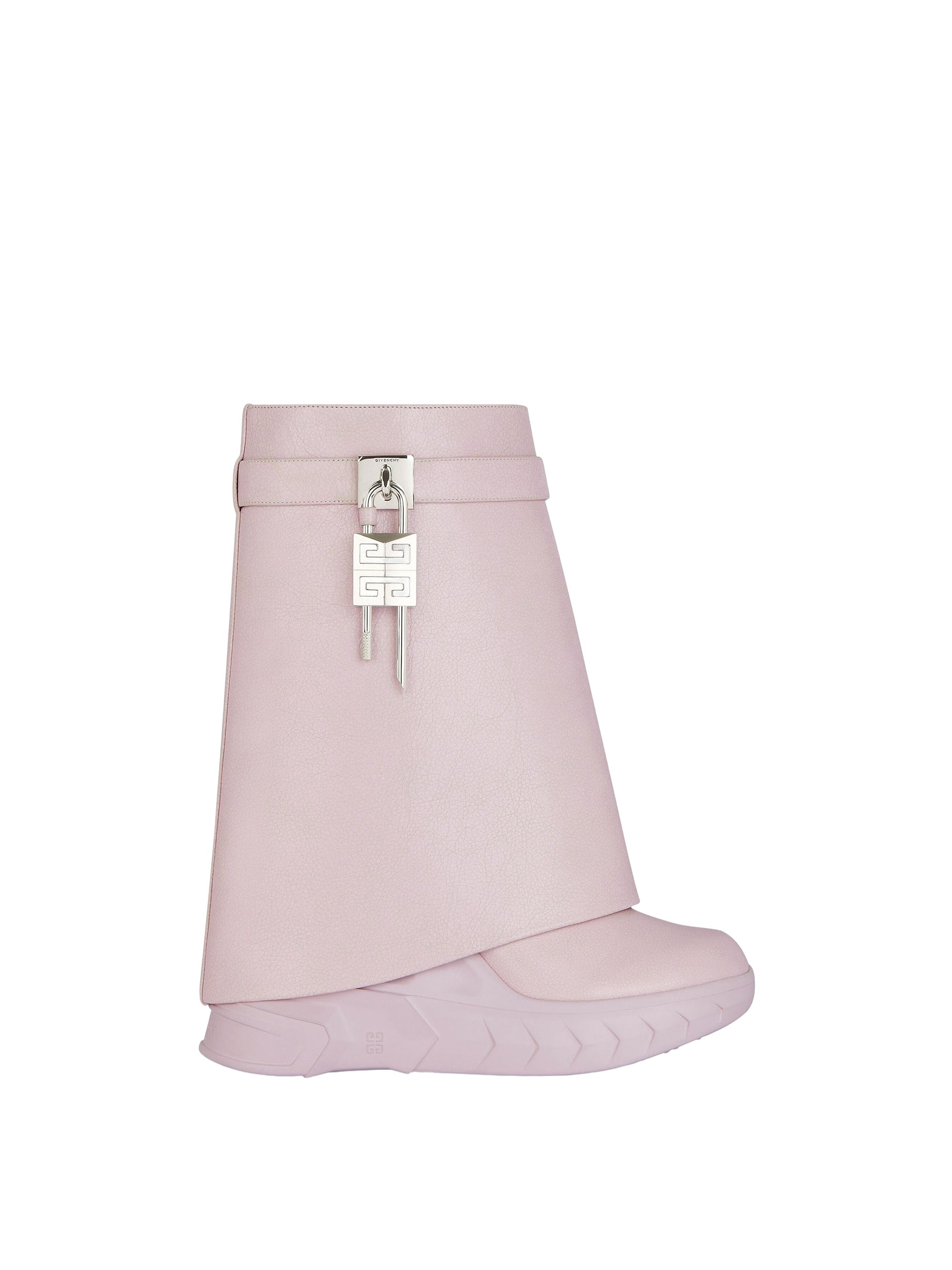 Bottines Shark Lock Biker 120 en cuir grainé - Light Pink