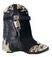 Bottines Shark Lock Cowboy 60 en cuir et python - Black & Beige