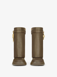 Bottines Shark Lock Biker 85 en cuir grainé - Dark Khaki