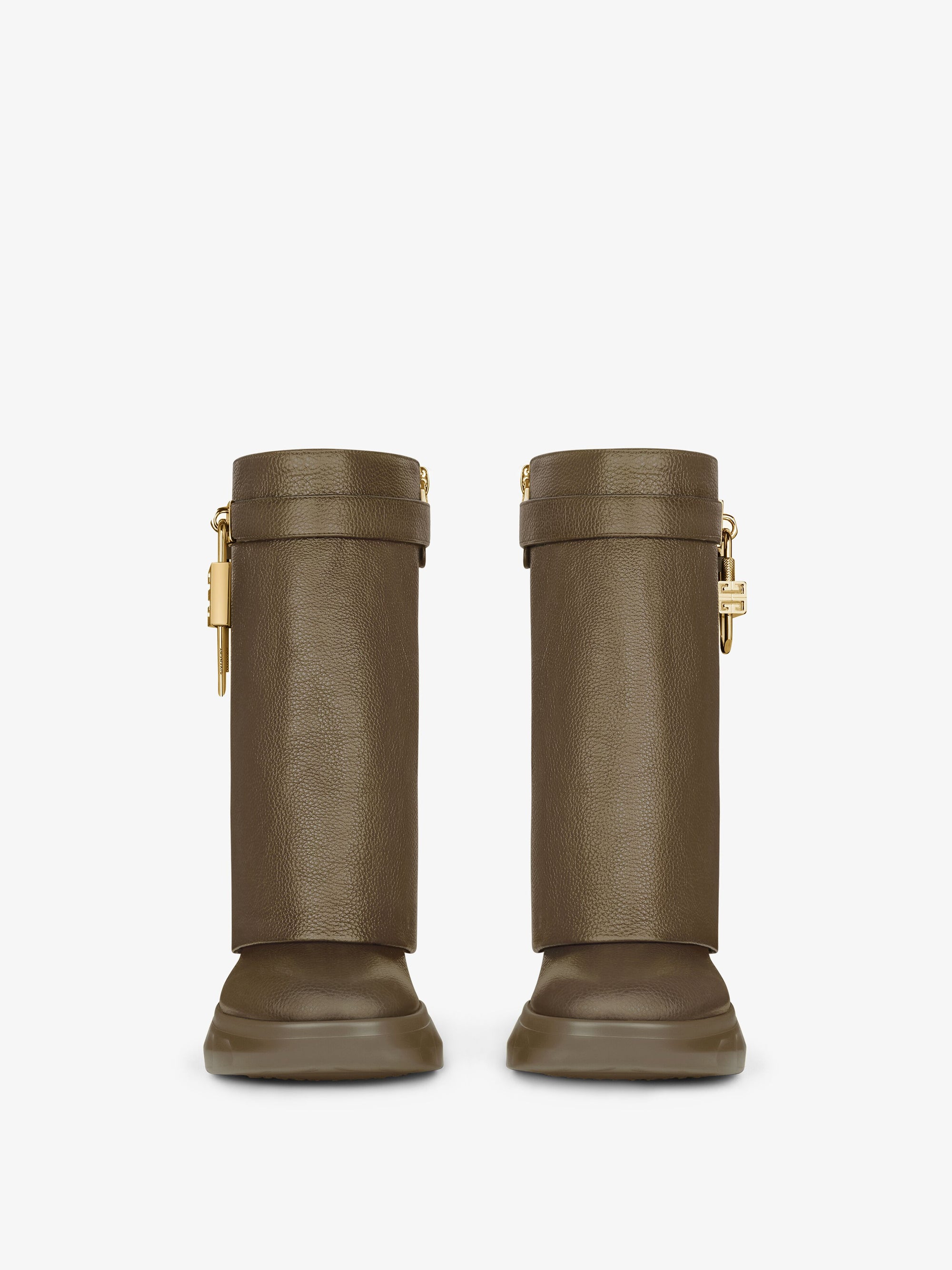 Bottines Shark Lock Biker 85 en cuir grainé - Dark Khaki