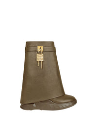 SHARK LOCK ANKLE BOOTS BIKER LOW WEDGE