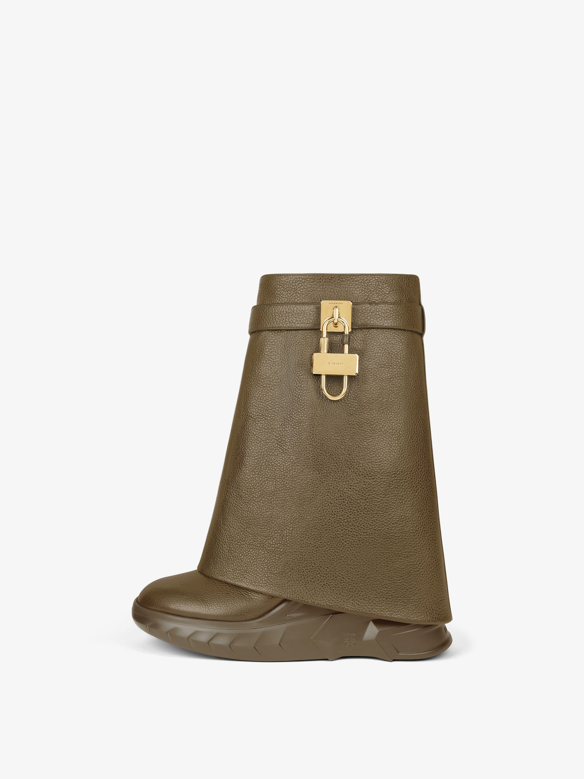 Bottines Shark Lock Biker 85 en cuir grainé - Dark Khaki