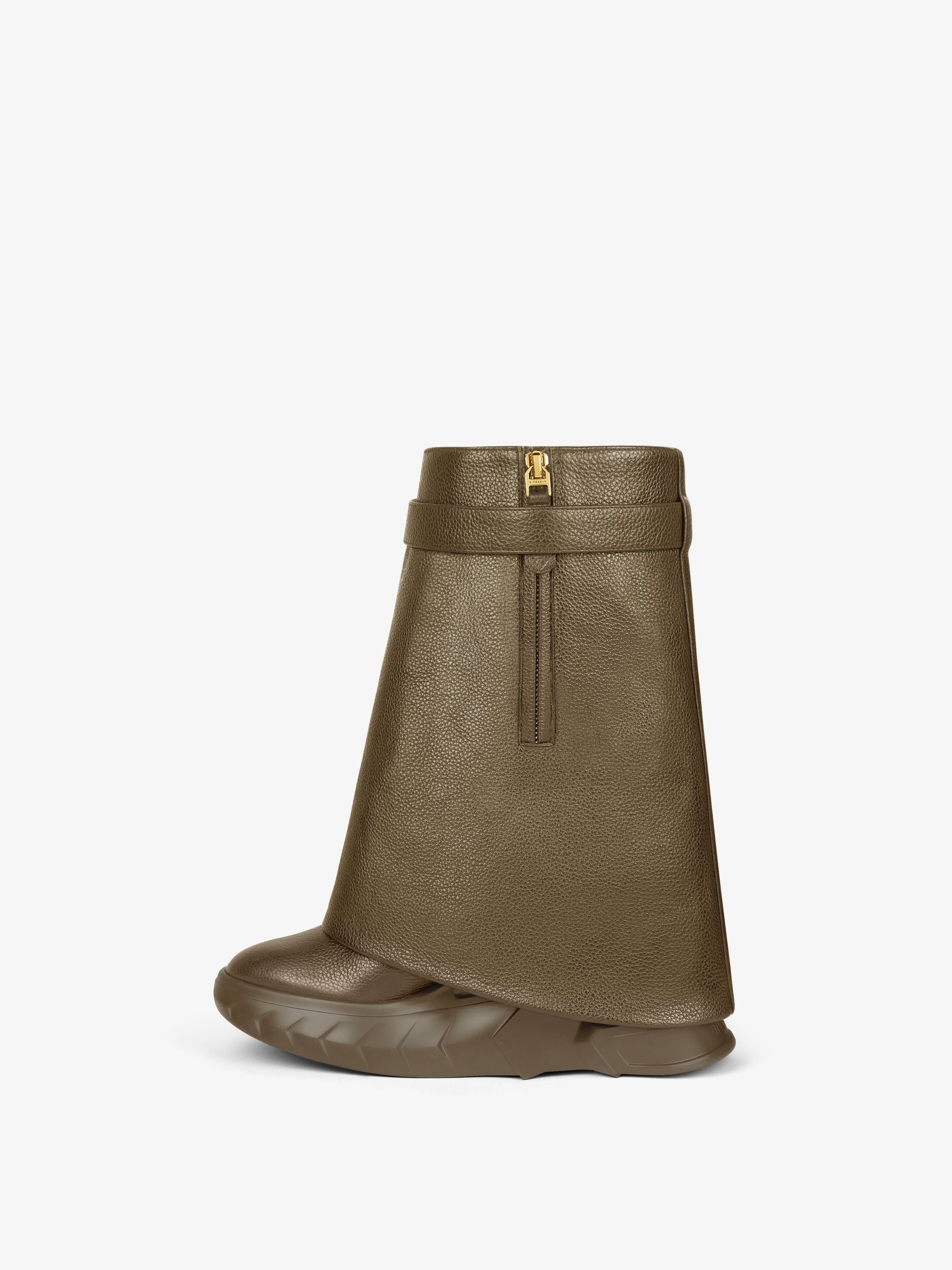 Bottines Shark Lock Biker 85 en cuir grainé - Dark Khaki