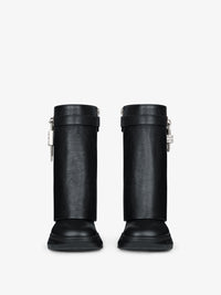 SHARK LOCK ANKLE BOOTS BIKER LOW WEDGE