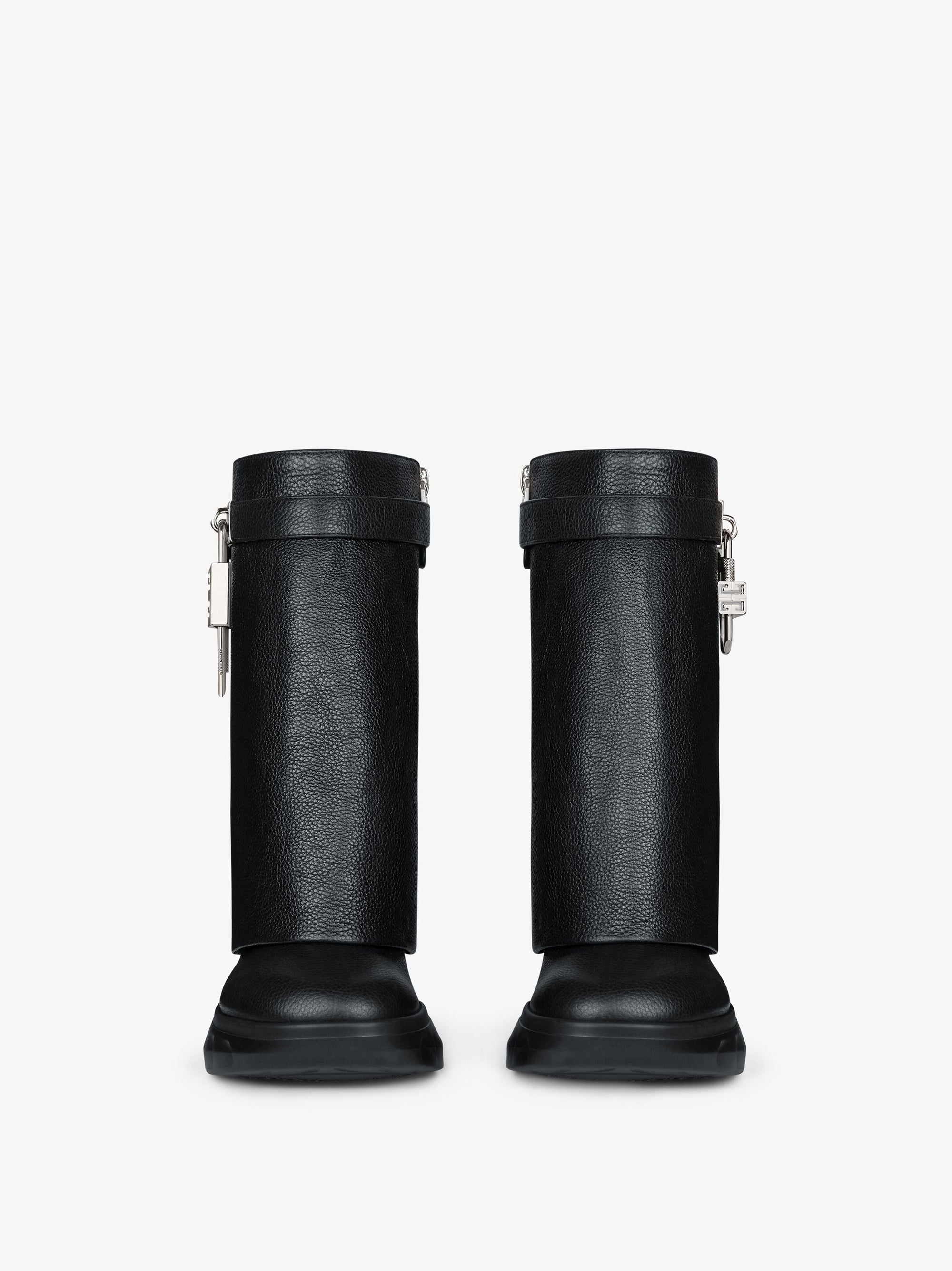 SHARK LOCK ANKLE BOOTS BIKER LOW WEDGE