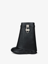 SHARK LOCK ANKLE BOOTS BIKER LOW WEDGE
