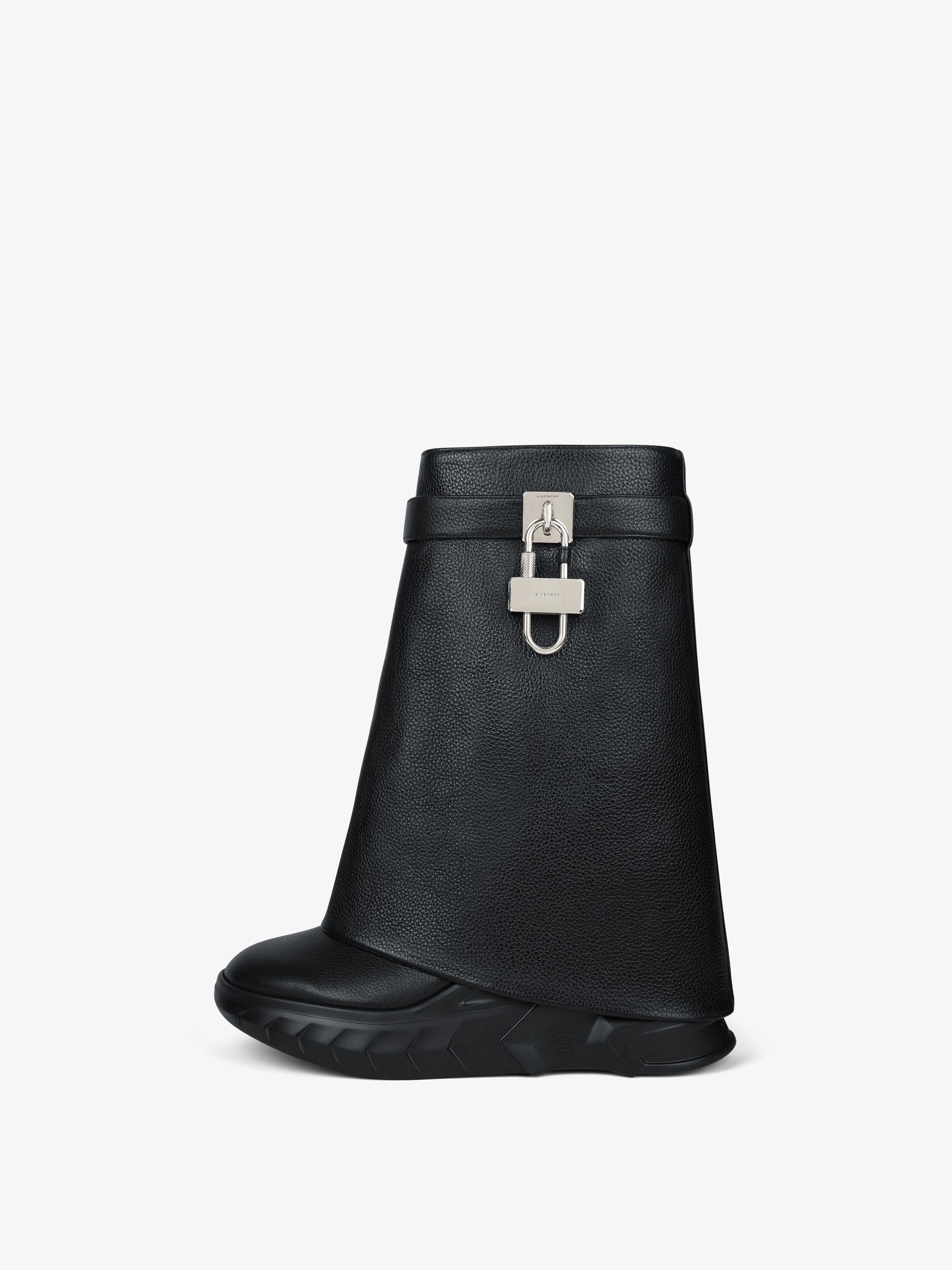 SHARK LOCK ANKLE BOOTS BIKER LOW WEDGE