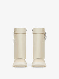 Bottines Shark Lock Biker 85 en cuir grainé - Beige