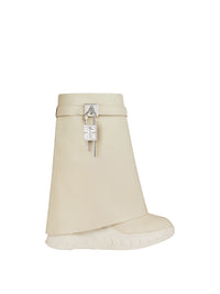 Bottines Shark Lock Biker 85 en cuir grainé - Beige