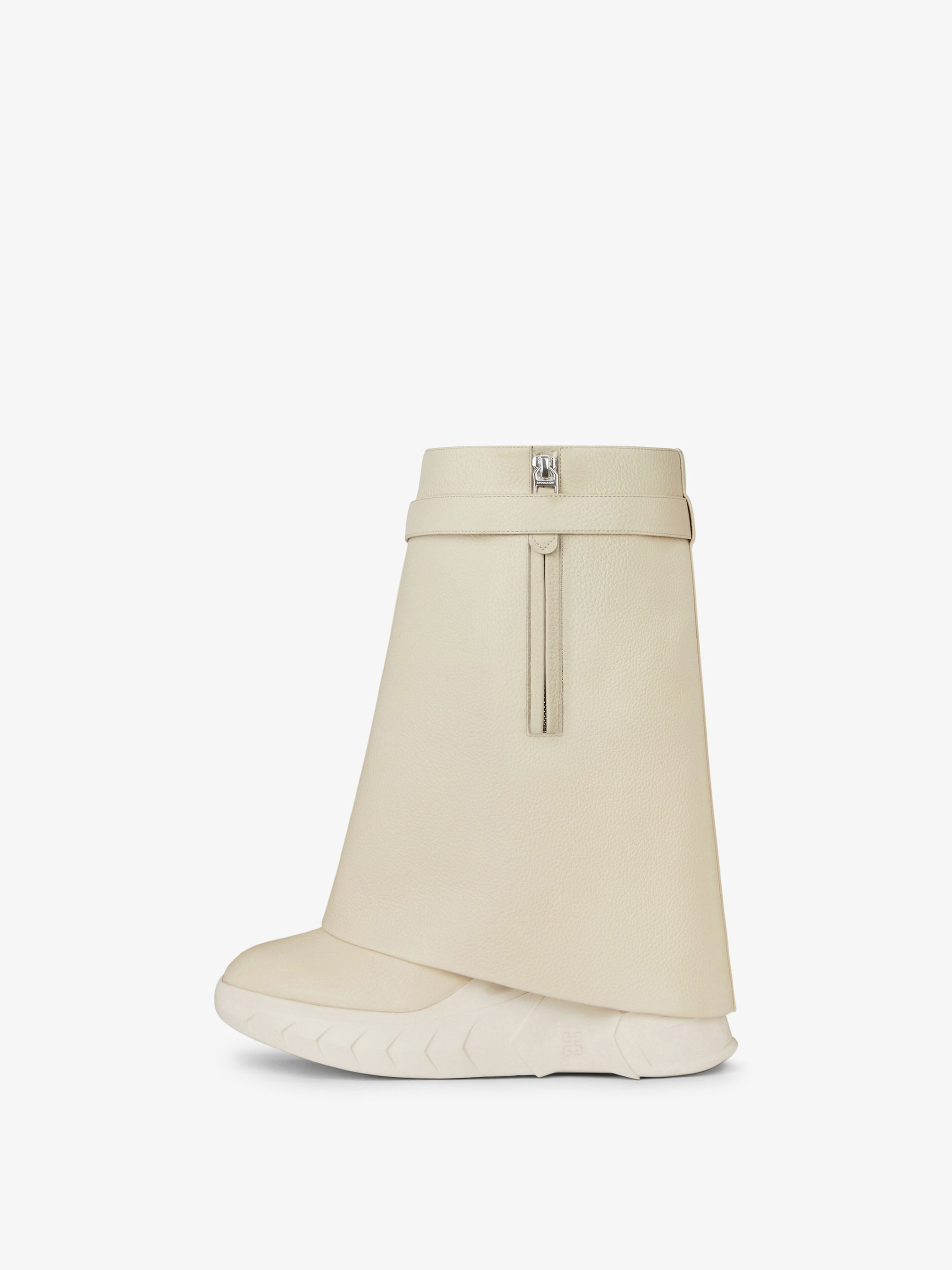 Bottines Shark Lock Biker 85 en cuir grainé - Beige
