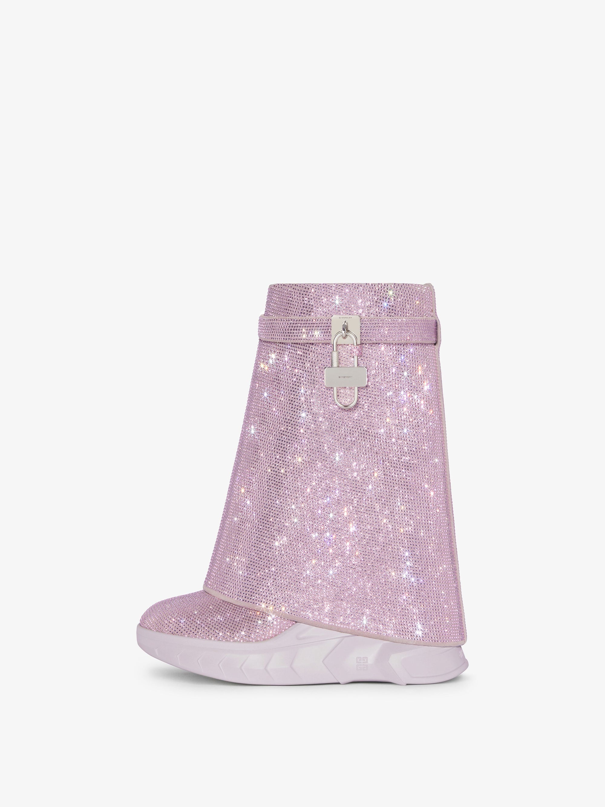 Bottes Shark Lock biker à semelle compensée en cuir - Lila Doux