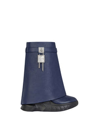Bottines Shark Lock Biker 85 en cuir grainé - Petrol Blue