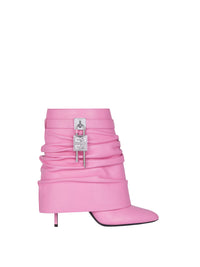 Bottines Shark Lock Stiletto 95 en cuir - Lipstick Pink