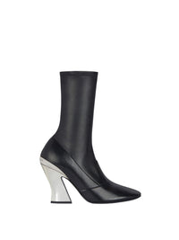 Sculpted 95 leather ankle boots - Black & Silvery